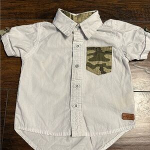 7 For All Mankind Kids White and Camouflage Shirt Baby Size 12 Months Leather